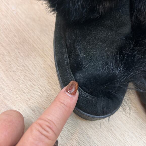 COACH Kataya Black Suede and rabbit fur Wedge Booties size 6.5 - Picture 12 of 12